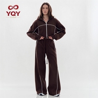 Ensemble décontracté pour femmes, cardigan à manches longues à capuche, pantalon élastique, automne hiver, ensemble deux pièces