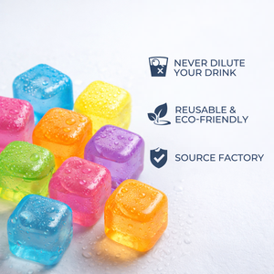 Glaçons réutilisables, cubes de glace en plastique carrés colorés, sans dilution, sans BPA, glaçons recongelables pour les boissons - Product Image 4