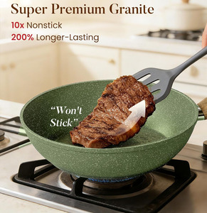 10-Piece Aluminum Nonstick Marble <b>Cookware</b> <b>Set</b> Granite Nonstick Pots and Pans <b>Set</b> with <b>Induction</b> Base and Soft Touch Handles - Product Image 5