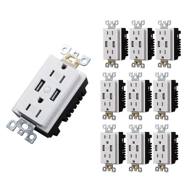 Alexa Google WIFI Control <strong>Smart</strong> Wall <strong>Outlet</strong> Electrical Socket with <strong>2</strong> USB Ports