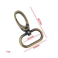 Mousqueton à déclenchement en bronze brossé avec queue ovale pour lanière, accessoires de sac en métal, plusieurs tailles, vente en gros