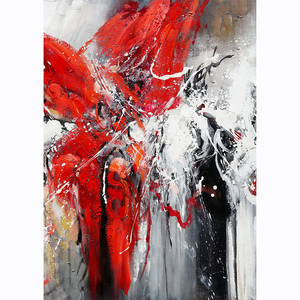 黒赤超大型抽象壁アート手描きカラーテクスチャロングセクション超大型パノラマフレームアクリル絵画mod - Product Image 5