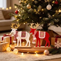 Figurine de renne de Noël en bois, décoration de table, faite à la main, pour cheminée, étagère, ornement d'hiver style ferme, cadeau