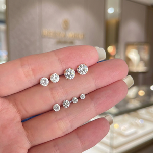 18G 925 Silver Silver Plated Moissanite Stud Earrings Hypoallergenic Multi-size Clear Shiny Engagement Wedding Party <b>Gift</b> - Product Image 3