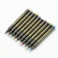 Marqueurs pinceaux métalliques 10 couleurs, marqueurs permanents à base d'eau pour l'art sur papier, la peinture et la création de cartes, pour enfants