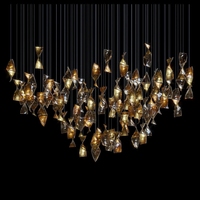 Lustres d'hôtel de luxe postmodernes personnalisés en cristal à LED Verre bronzé Décoré Escaliers d'église Design d'intérieur Lampes suspendues