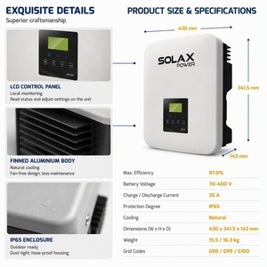 Onduleur Solaire Hybride <span class=keywords><strong>SolaX</strong></span> <span class=keywords><strong>X1</strong></span>-AC MONOPHASE ONDULEUR HYBRIDE CA COUPLE 3kW 5kW Générateur Inverter - Product Image 3
