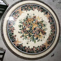 Mosaïque murale 100 % artisanale en marbre, motif végétal (arbre, fleur) pour décoration murale et crédence
