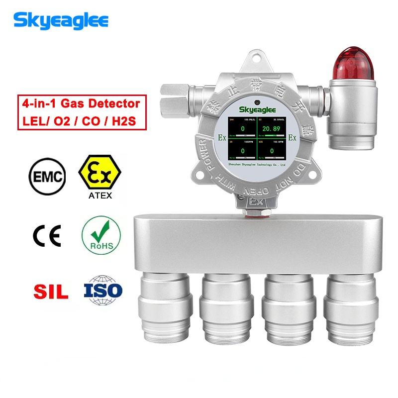 Industrial Fixed Gas Detector CH4 O2 CO H2S 4-20mA RS485 Output Heavy ...