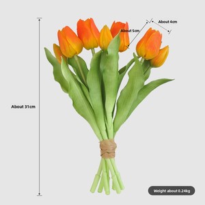 Bouquet di Tulipani Artificiali Realistici in Seta, Disponibili in Arancione, Giallo, Rosa, Bianco e <span class=keywords><strong>Viola</strong></span> per Decorazioni Domestiche, Matrimoni, Uffici - Product Image 4