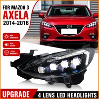 Phare de voiture pour Mazda 3 Axela 2014-2016, ensemble de phares LED automatiques, mise à niveau, lentille bifocale en cristal à 4 segments, accessoires de phare avant