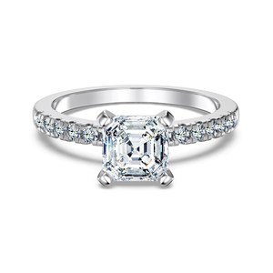 Anillos de Joyería Fina de Diseño Clásico Dylam para Mujer, Anillo de Eternidad de Plata S2925 con Moissanita Cuadrada D VVS1, Anillos de Boda - Product Image 1