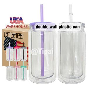 USA Lager 12oz Doppelwandige Transparente Schneekugel-Becher 12oz Kunststoff-Acryl Bier-Soda-Becher 12oz Mit Lochstopfen für Glitzer - Product Image 1