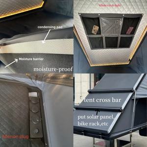 Tente de toit de voiture triangulaire pour le <span class=keywords><strong>camping</strong></span>, tente rigide à coque noire et grise en aluminium, tente de toit rigide pour 4 personnes, tente de toit en aluminium - Product Image 4