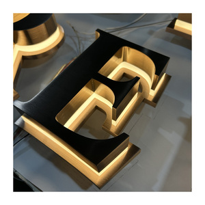 Tùy chỉnh vàng thép không gỉ Backlit dấu hiệu điện tử sáng dấu hiệu ngoài trời cho công ty bệnh viện sử dụng biến áp cung cấp điện - Product Image 1