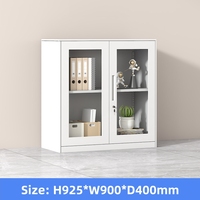 Armoire de classement en métal gris clair, petite armoire de rangement en acier avec étagère et porte vitrée, idéale pour studio, maison ou bureau