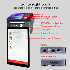 Terminale POS Portatile Android 14.0 con Doppio Schermo da 8 Pollici, 4GB+32GB, Sistema di <span class=keywords><strong>Pagamento</strong></span> Wireless Mobile con Stampante, NFC e Scanner - Product Image 2