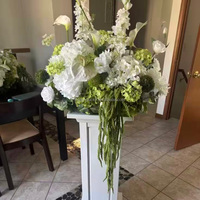 Bunga Bola Beludru 50cm Anthurium Ranunculus Hydrangea Hijau Sage Gaya Nordik untuk Dekorasi Meja Pernikahan DIY