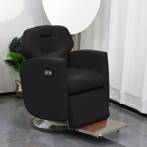 Fauteuil de Barbier Électrique Inclinable à 360° avec Massage, Chaise de Coiffure pour Femme, Chaise de Salon de Beauté Moderne en Cuir Véritable Pliable pour Centre Commercial et Salle de Sport - Product Image 1