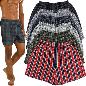 Promotion Boxer Homme Taille Mi-Haute 100% Coton Respirant à Carreaux et Rayures Ceinture Élastique Logo Tissé Lavable en Machine - Product Image 4