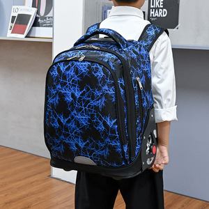 OEM Oxford Fashion Geometric Pattern High Quality Unisex College School Trolley <b>Rolling</b> <b>Backpack</b> with Wheels - Product Image 5