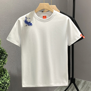 Maglietta Estiva da Uomo con Scollo a O, Ricamo Animale, Stile Cinese, Manica Corta, Viscosa ad Asciugatura Rapida 180-200g/m, Casual Trendy 2026 - Product Image 3