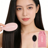 Brosse compacte pour extensions capillaires, mini brosse démêlante, emballage en sac de coton, brosse à poils de sanglier vierge en vrac