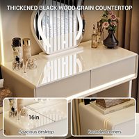 Commode compacte moderne avec miroir LED éclairé, coiffeuse multifonctionnelle avec rangement, table de maquillage, mobilier de chambre pour appartement et maison
