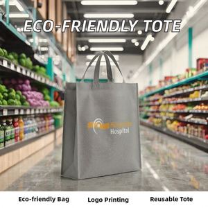 Eco-friendly Non Woven Custom Logo Letter Pattern Tote <b>Bag</b> <b>Reusable</b> for Supermarket Grocery Shopping Promotion - Product Image 2