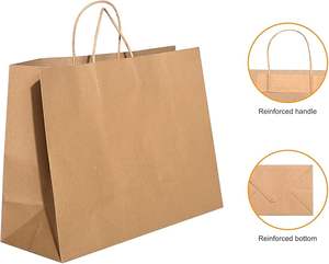 Sacchetti di Carta Kraft Marrone Personalizzati all'Ingrosso con Manici Sacchetti Regalo Sfusi per Pizza Feste di <span class=keywords><strong>Compleanno</strong></span> Spesa Vendita al Dettaglio e Aziende - Product Image 2