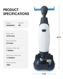 Pulidora de Pisos Multifuncional GAOGE M3 Compacta de <span class=keywords><strong>17</strong></span> Pulgadas con Doble Cepillo de Disco, Funciona con Batería, Máquina Comercial para Fregar Pisos - Product Image 3