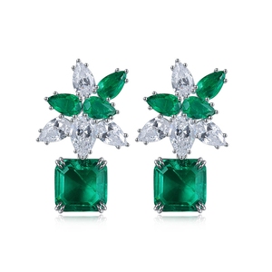 Pendientes de Esmeralda Sintética de Laboratorio de la Fábrica de Joyería MUSHAN, Dinámicos y Únicos, Quien los Usa Será Hermosa - Product Image 2