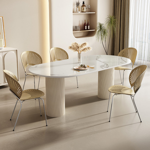 Muebles de Restaurante Comerciales al por Mayor, Mesa de Comedor Ovalada con Tapa de Piedra Sinterizada para Cafeterías y Bistrós de Hoteles Modernos de Alta Gama - Product Image 1