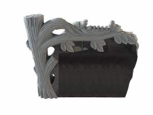 Пользовательские формы натуральный черный гранит сердце надгробие с деревьями - Product Image 6