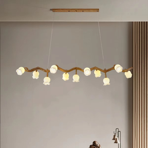 Lustre en résine d'art à hauteur réglable et branche de fer-Suspension Wabi-Sabi Designer pour salon de thé/<span class=keywords><strong>bistro</strong></span>/longue salle à manger - Product Image 1
