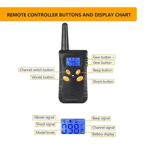 <span class=keywords><strong>Collier</strong></span> de dressage pour <span class=keywords><strong>chien</strong></span> OEM avec télécommande 500M, étanche IPX7, 1100 niveaux de choc, vibration, bip pour chiens de petite et moyenne taille - Product Image 1