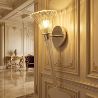 Lustre mural LED de luxe en cristal transparent style Mille français, intensité réglable, garantie 10 ans pour villa, salon, salle à manger
