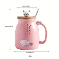 Grande tasse en céramique personnalisable, tasse à café multicolore de 400 ml avec un design de dessin animé mignon, réutilisable, passe au lave-vaisselle et au micro-ondes