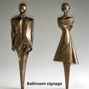 <span class=keywords><strong>Letrero</strong></span> de <span class=keywords><strong>Baño</strong></span> para <span class=keywords><strong>Hombres</strong></span> y Mujeres de Aluminio Aeronáutico con Acabado Electrochapado de Lujo, Adhesivo, con 1 Año de Garantía para Hotel - Product Image 2