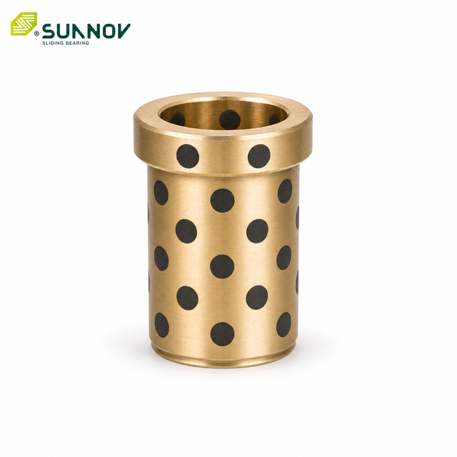 JFB-L Shoulder Flanged Bronze Bushing Solid Graphite Plug Guide Sleeve Bearing for Stamping Dies and Mold Guide Pillars