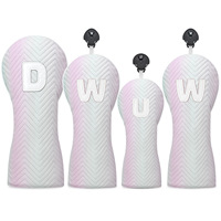 Housse de tête de club de golf en dégradé arc-en-ciel avec lettrage brodé en cuir PU, ensemble de 4 pièces pour le bois n°1 et le bois de fairway n°35