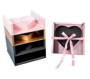 Wholesale Luxury extra-large Love Panoramic clear Acrylic flower heart box