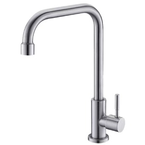 Robinet de cuisine moderne DL-086 en acier inoxydable brossé 304, à poignée unique, installation sur plan de travail, <span class=keywords><strong>eau</strong></span> froide uniquement, 4 pouces - Product Image 1