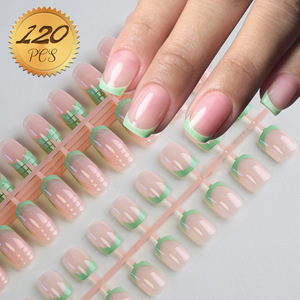 120 <span class=keywords><strong>faux</strong></span> ongles carrés courts français, couvrance totale, multicolores, à presser, couleur arc-en-ciel, extensions artificielles, capsules d'ongles - Product Image 6