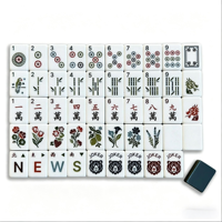 Tuiles de Mahjong en Acrylique de Luxe Eleshine, Style Américain Moderne - Écologiques, Imprimé Floral Blanc Ours, Durables, Jeu de Divertissement Portable