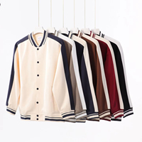 Fabricants de vêtements personnalisés printemps et automne 380 grammes Cardigan sweat-shirt Baseball veste couleur bloquée haut à manches longues