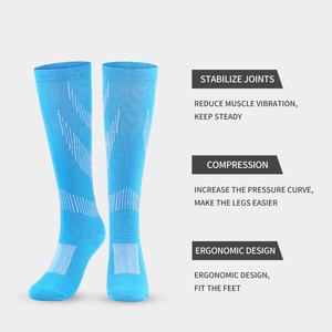 Wholesale Custom <b>Compression</b> Running <b>Socks</b> Men <b>Women</b> Athletic Grip Sports High Quality Knee High Cotton Anti Slip Logo - Product Image 2