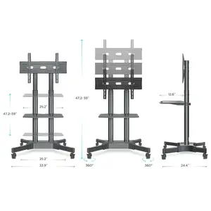 Carrito de TV móvil de altura ajustable moderno de alta calidad con ruedas para TV de 40 "-70"