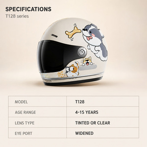 Casco Integrale per Bambini e Ragazzi, Modello T128, con Visiera Antiappannamento, Design Cartone Animato, per Età 4-15 Anni, Vendita all'Ingrosso - Product Image 3
