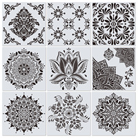 Pochoir Mandala de 12 pouces, 36 types, grand modèle découpé au laser pour peinture murale et au sol, pochoirs DIY pour motifs de grande taille